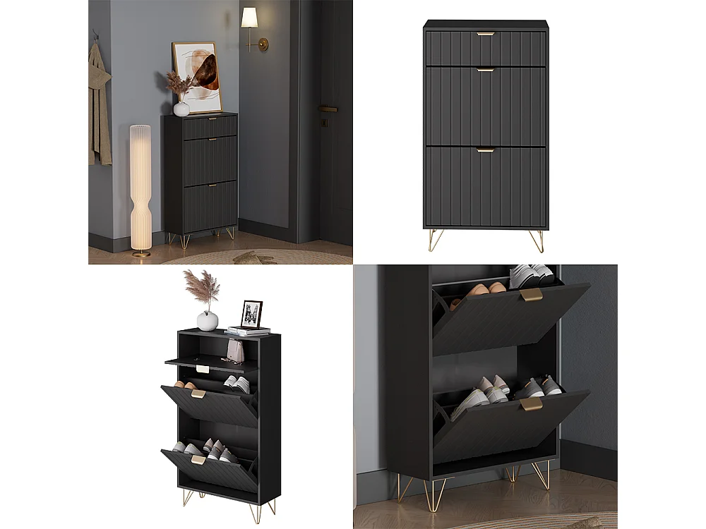 Szafka na buty czarny 60x23.5x107.5 helge