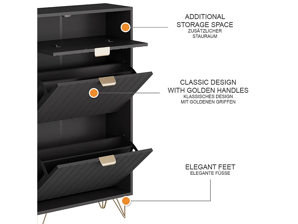 Szafka na buty czarny 60x23.5x107.5 helge