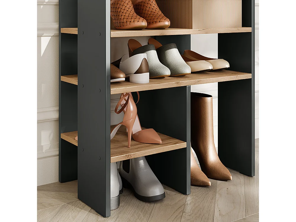 Schuhschrank anthrazit/goldkraft eiche 60x34.4x100 marlon