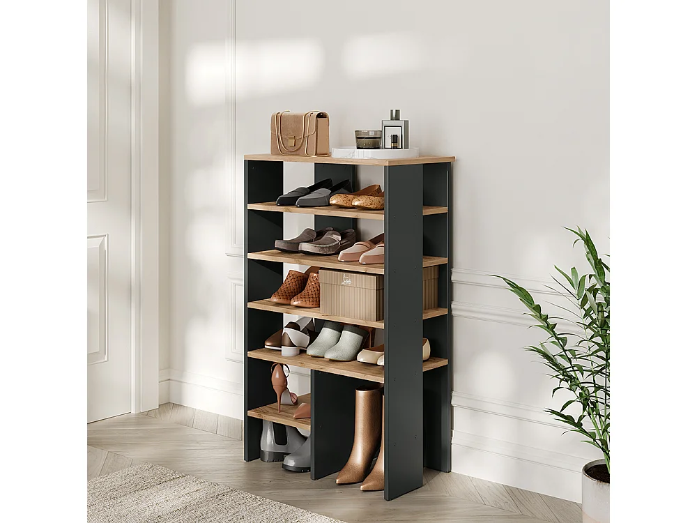 Armoire à chaussures anthracite/chêne doré 60x34.4x100 marlon