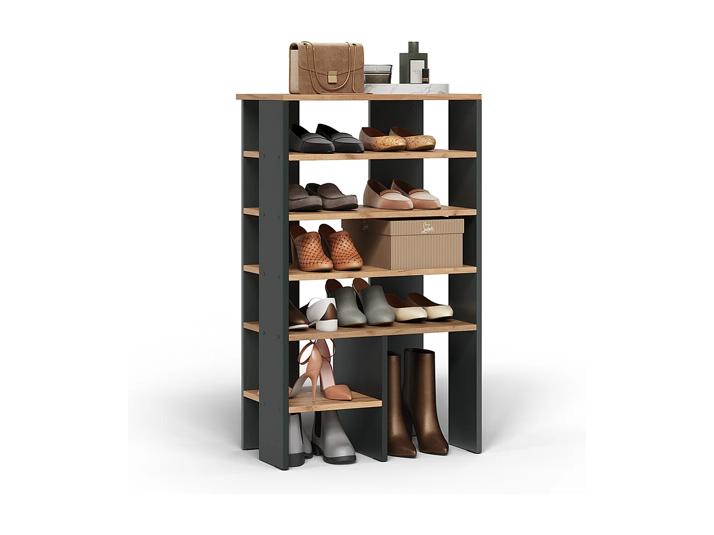 Armoire à chaussures anthracite/chêne doré 60x34.4x100 marlon