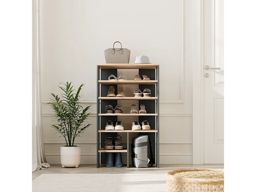 Szafka na buty antracyt/złoty dąb 60x34.4x100 marlon