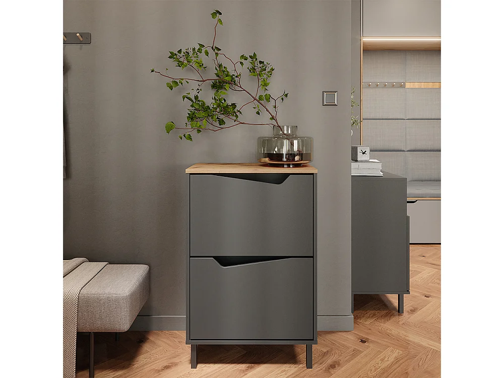 Benne à chaussures anthracite/artisan 60x38x91.6 marelle