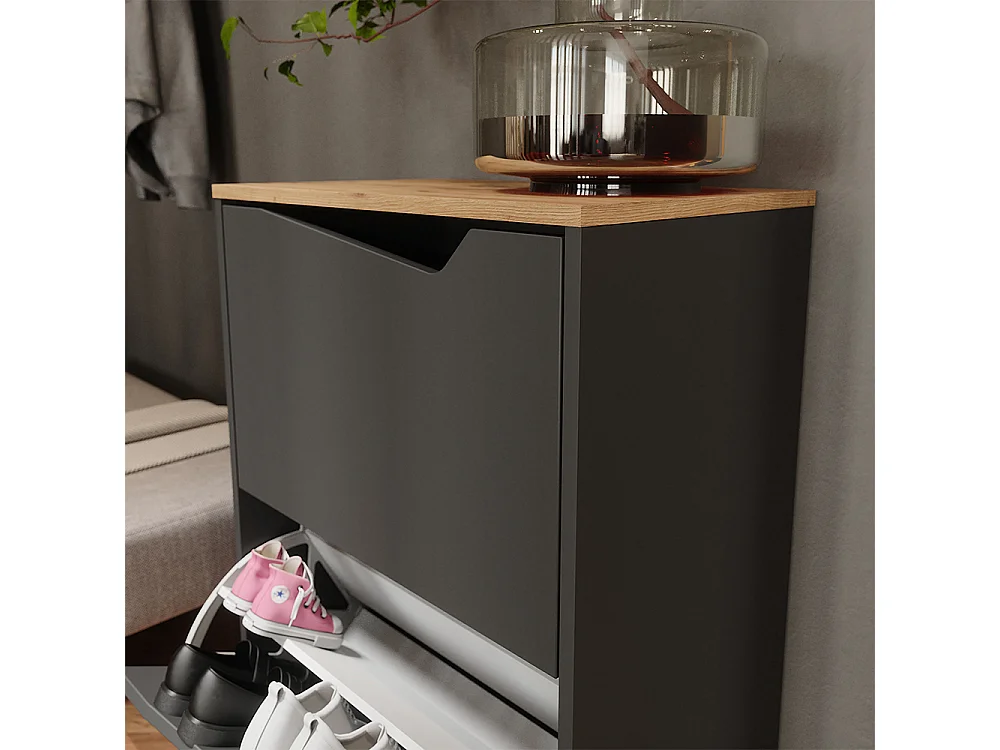 Benne à chaussures anthracite/artisan 60x38x91.6 marelle