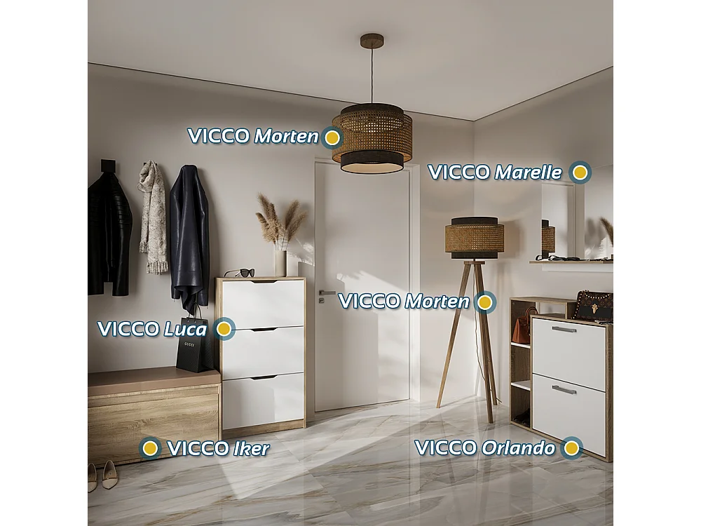 Banco para zapatos blanco 80x39x45 iker