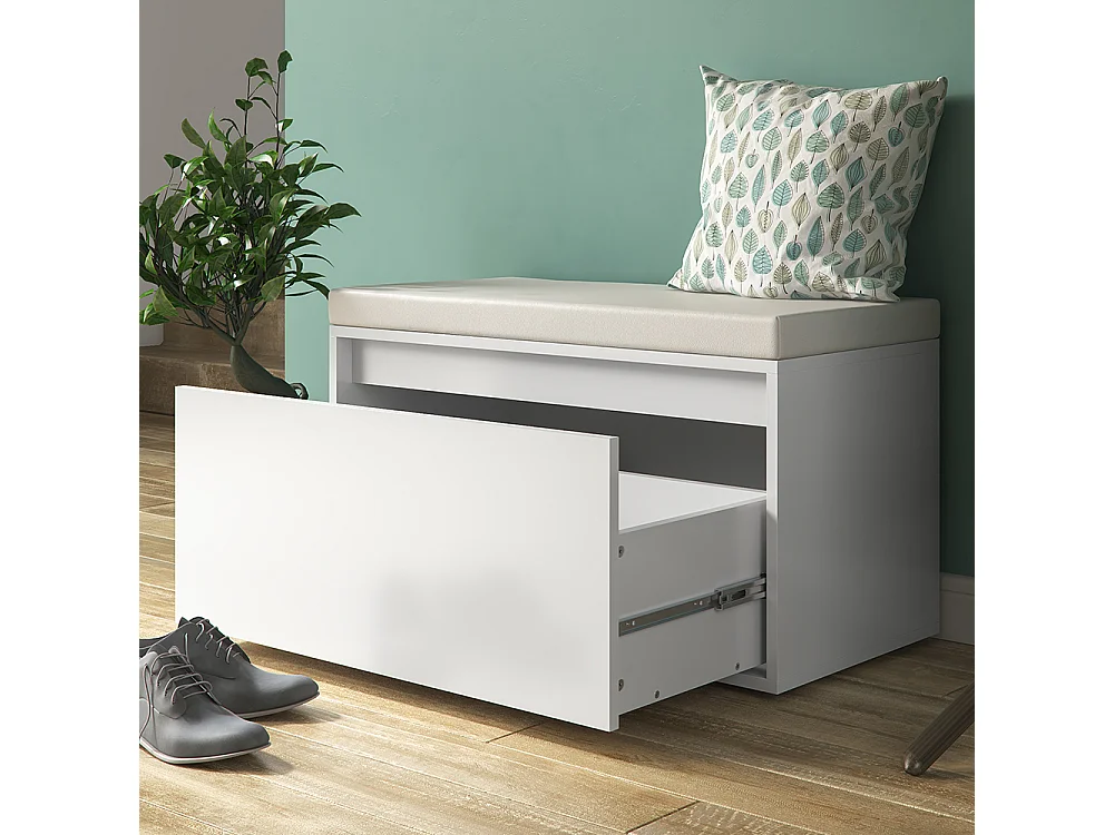 Banc pour chaussures blanc 80x39x45 iker