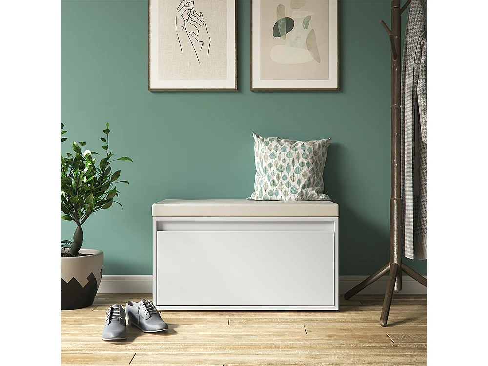 Banc pour chaussures blanc 80x39x45 iker