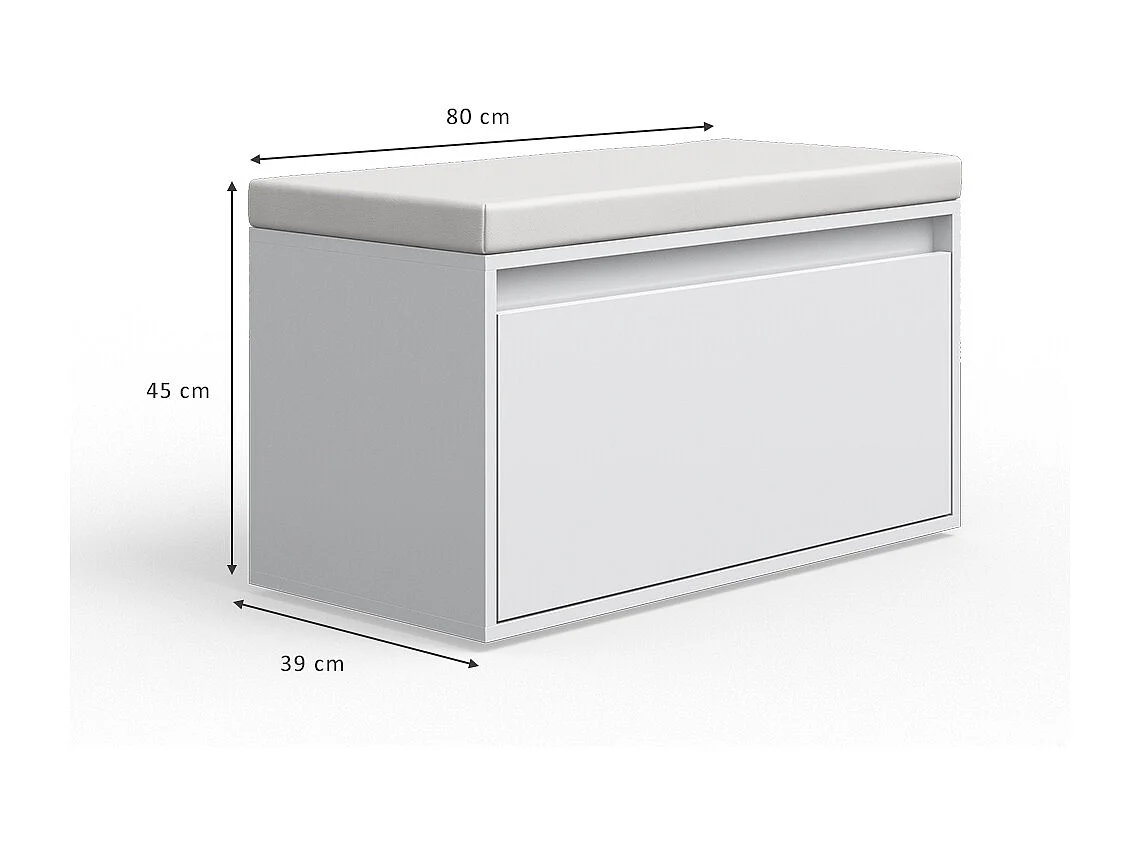 Banc pour chaussures blanc 80x39x45 iker