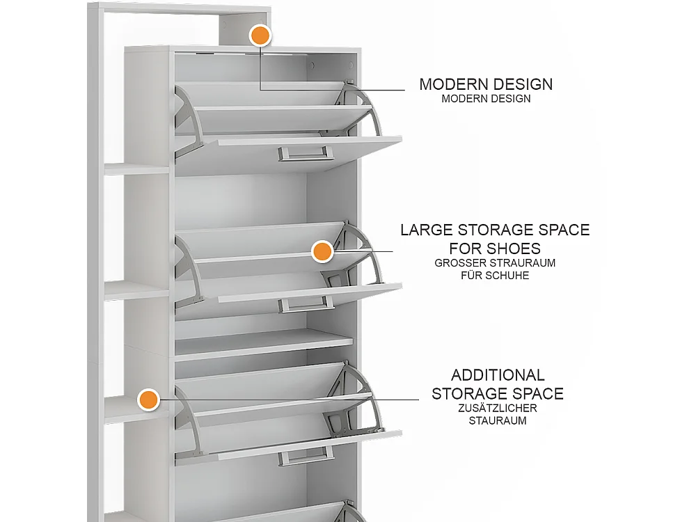 Le basculeur à chaussures blanc 80x24.2x166.1 orlando