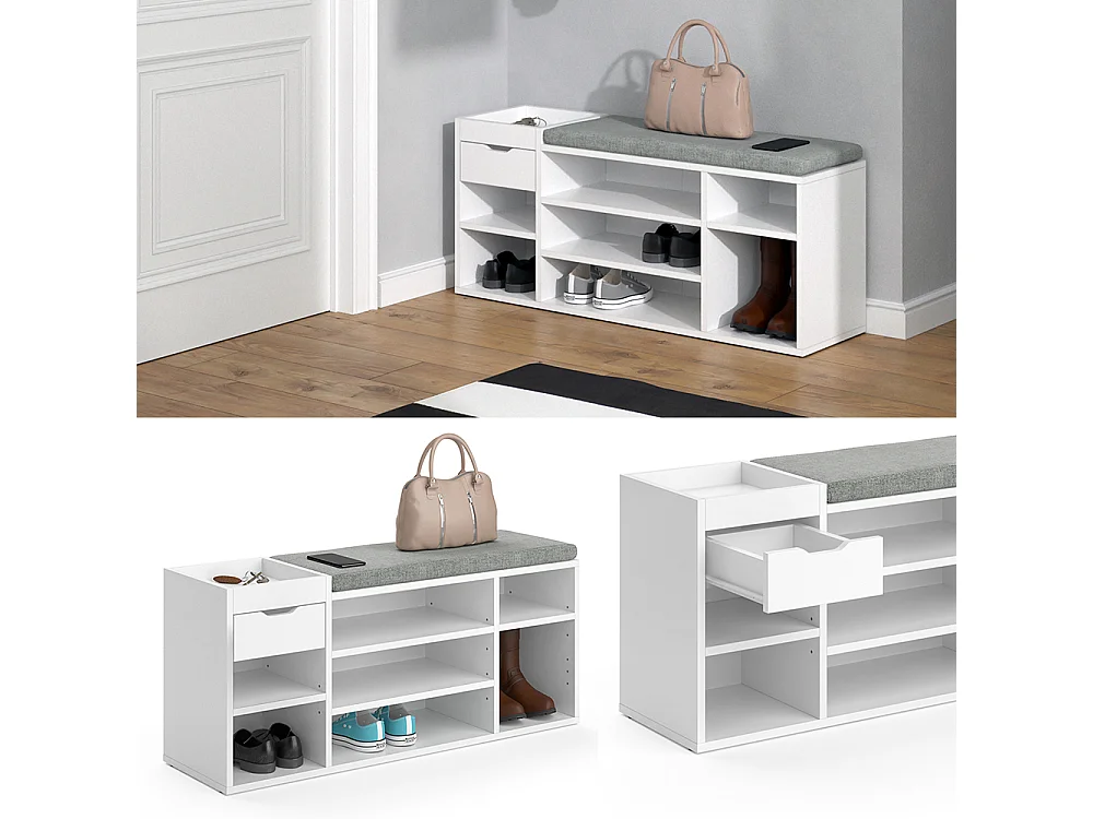 Banco para zapatos blanco 101.1x29.5x45 eleon