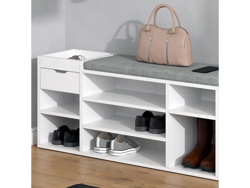 Banc pour chaussures blanc 101.1x29.5x45 eleon