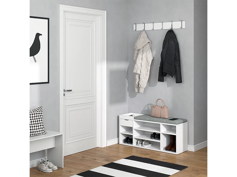 Banc pour chaussures blanc 101.1x29.5x45 eleon