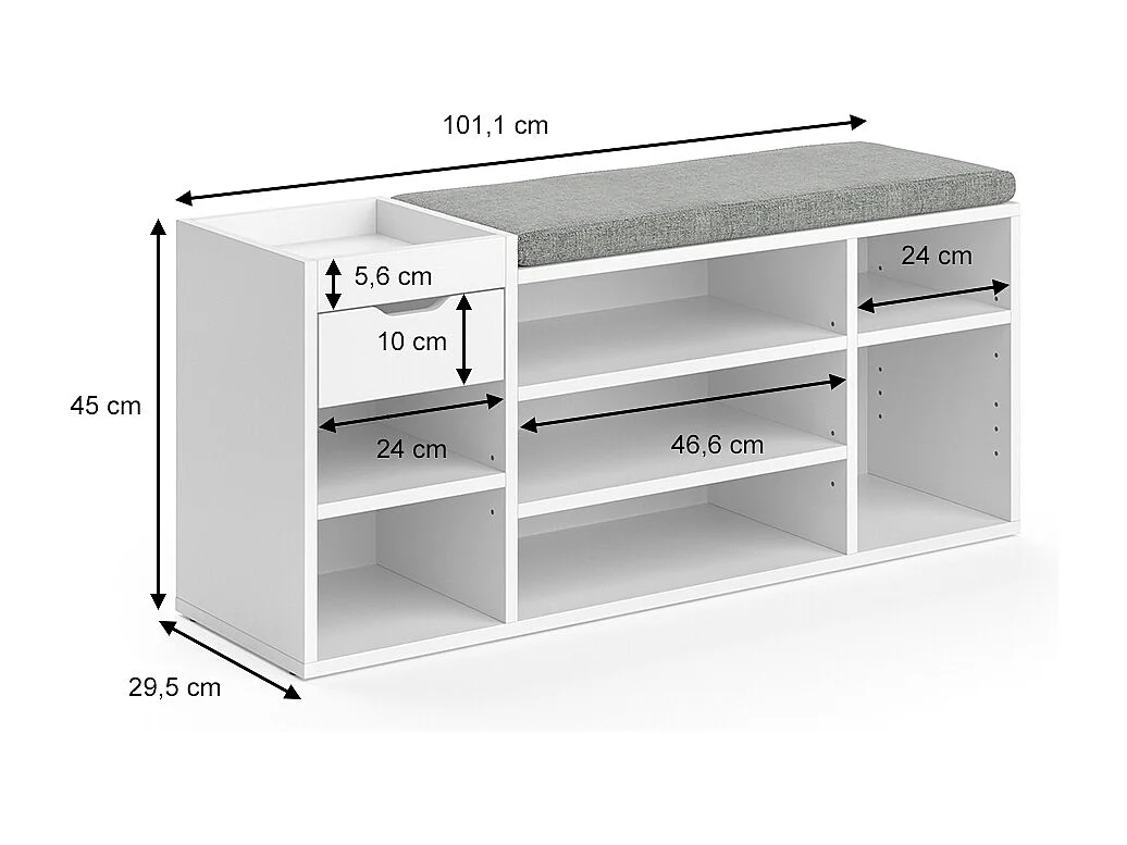Shoe bench white 101.1x29.5x45 eleon