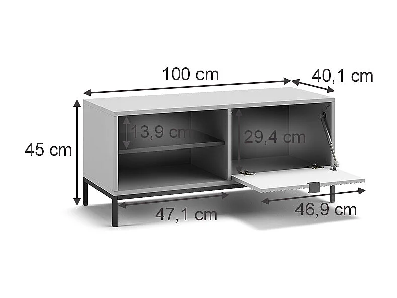Banc pour chaussures gris 100x40x45 eliza