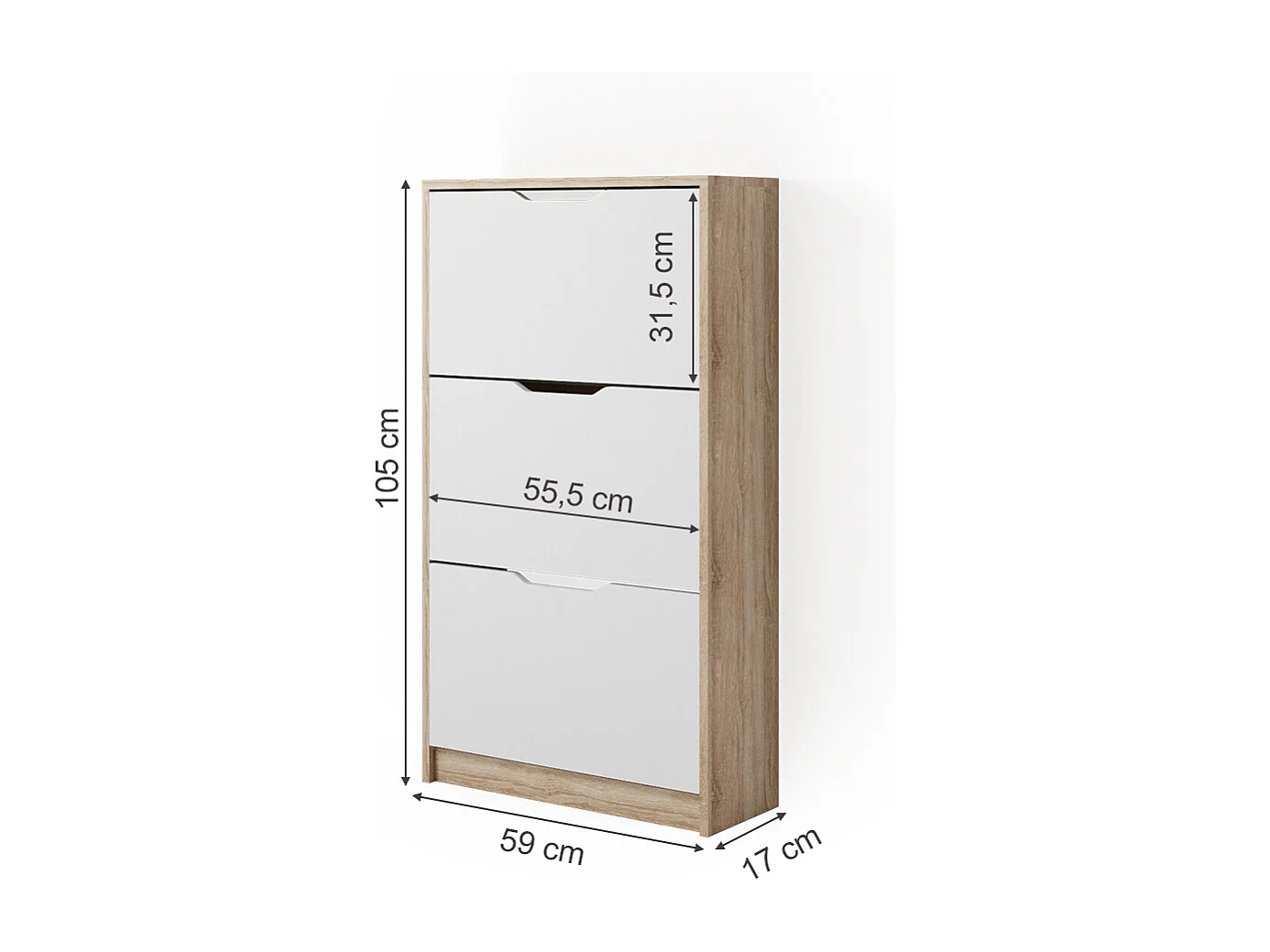 Meuble à chaussure sonoma/blanc 59x22x105 luca