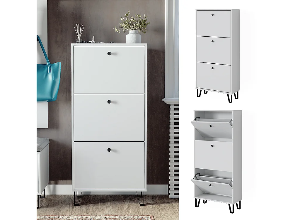 Basculeur à chaussures blanc 130x26x60 siri