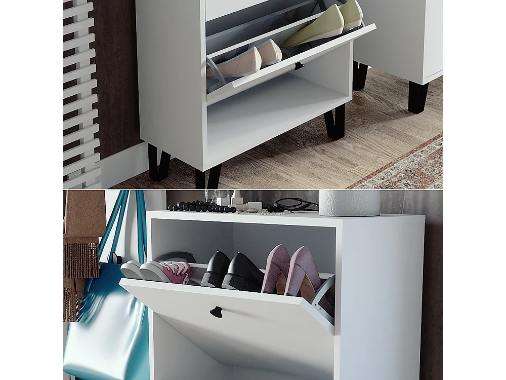 Basculeur à chaussures blanc 130x26x60 siri