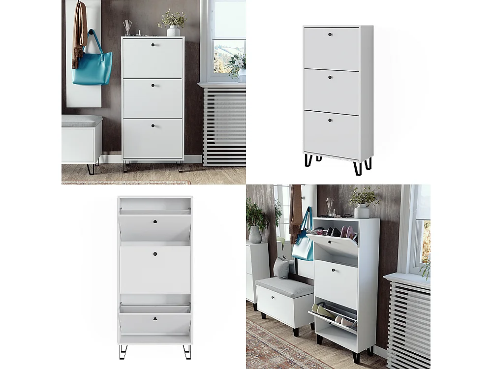 Basculeur à chaussures blanc 130x26x60 siri