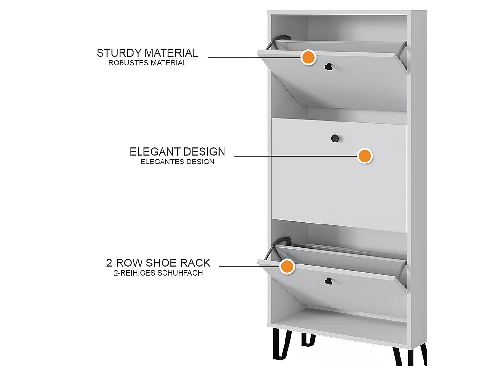 Basculeur à chaussures blanc 130x26x60 siri