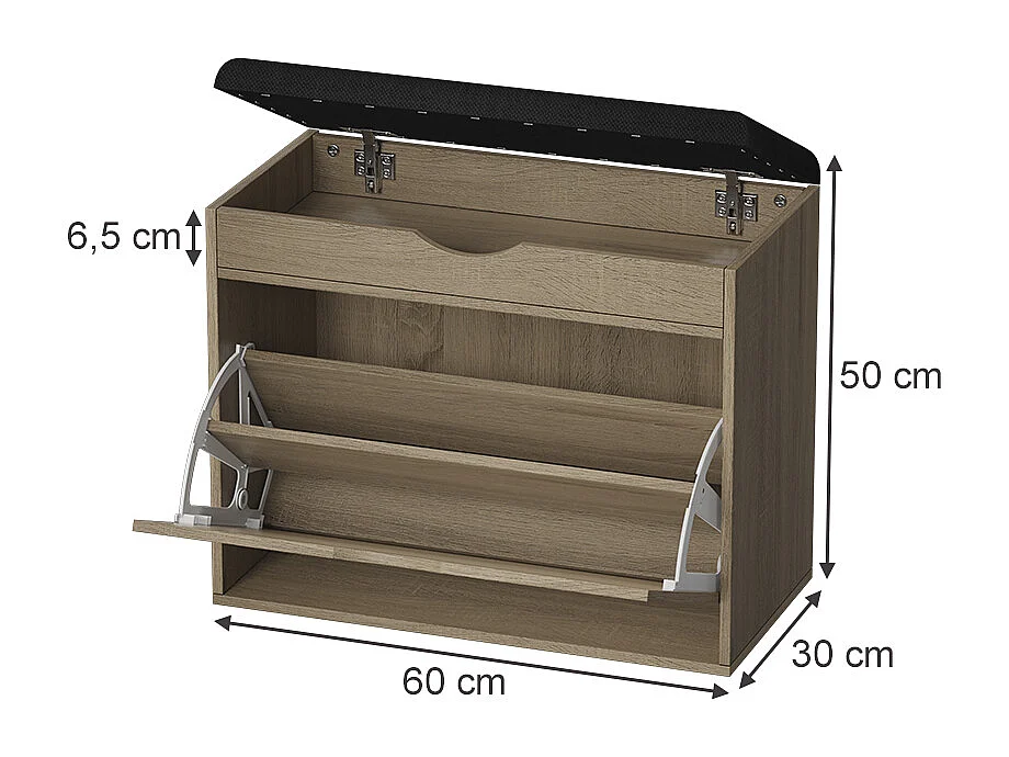 Panca scarpiera da ingresso sonoma 60x30x51 schufy