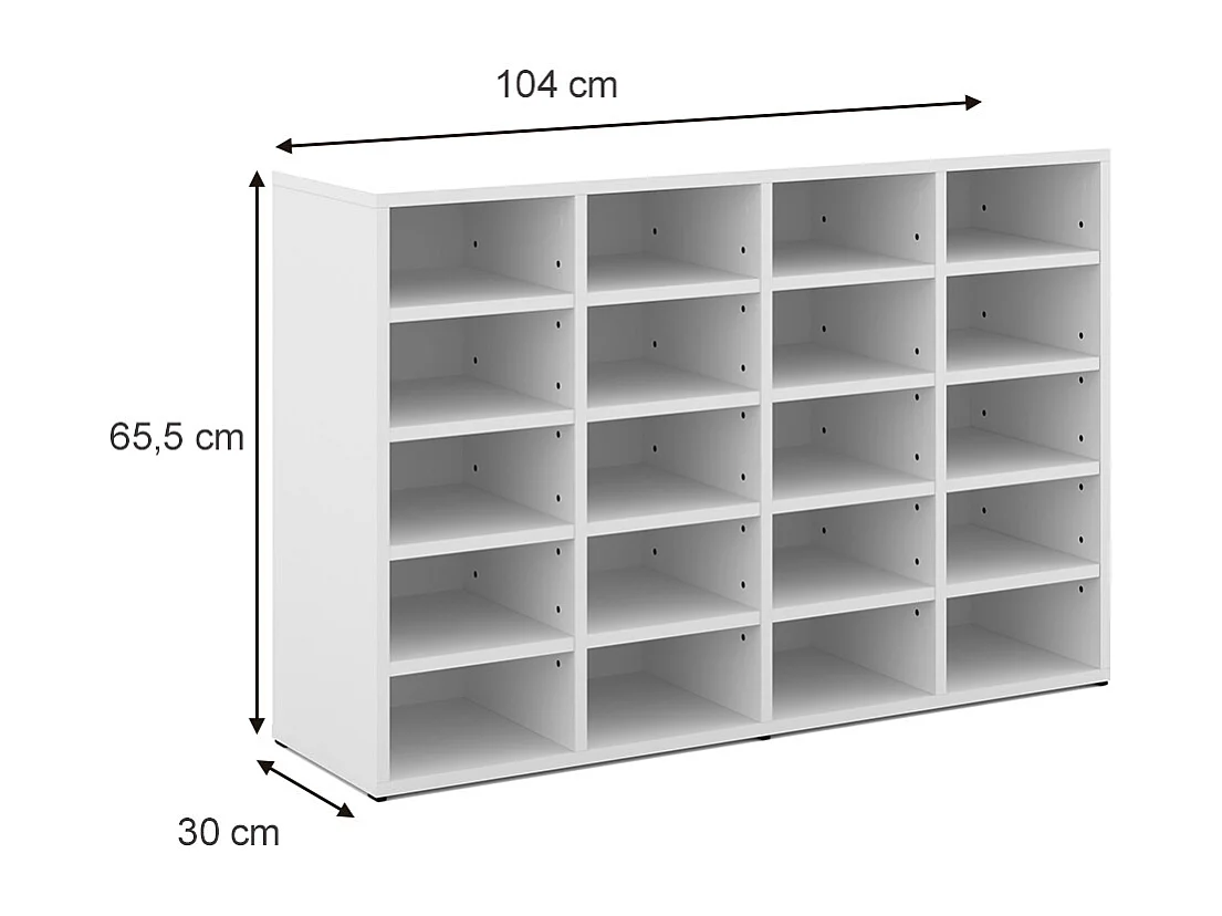 Schoenenkast wit 104x30x65.5 lysander