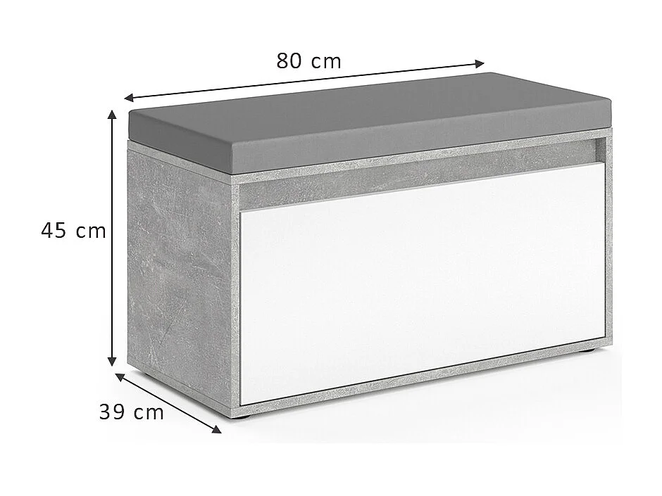 Banc pour chaussures béton 80x39x45 iker