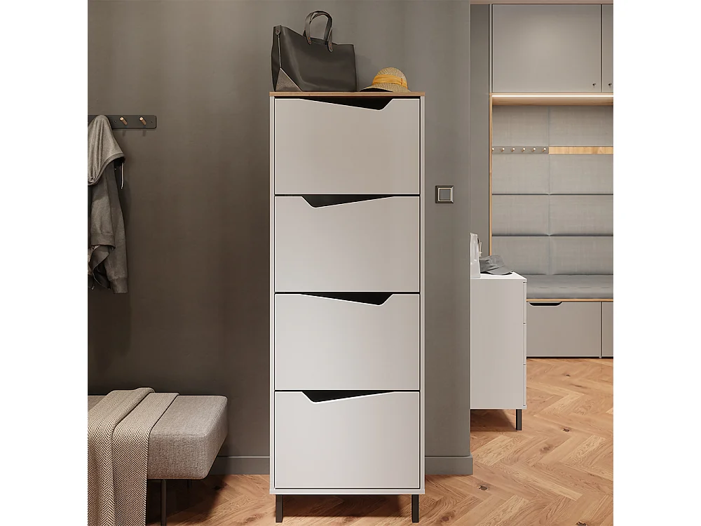 Benne à chaussures blanc/artisan 60x38x167.4 marelle