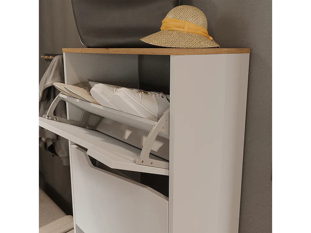 Wózek na buty biały/artystyczny 60x38x167.4 marelle