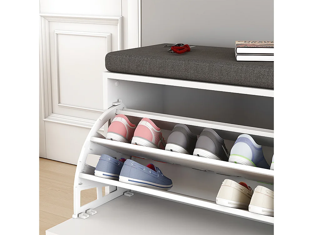 Banc pour chaussures blanc 60x30x49.5 georg