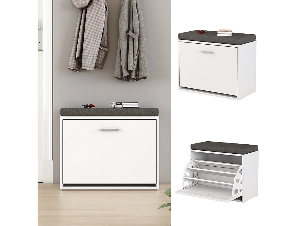 Banc pour chaussures blanc 60x30x49.5 georg