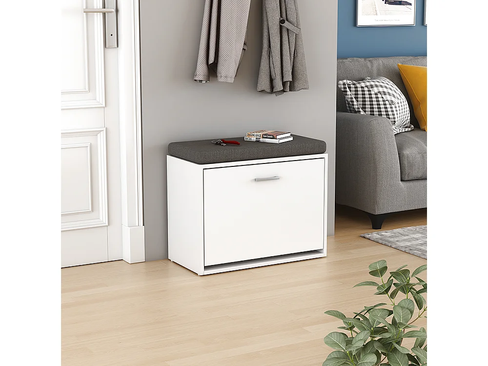 Banc pour chaussures blanc 60x30x49.5 georg