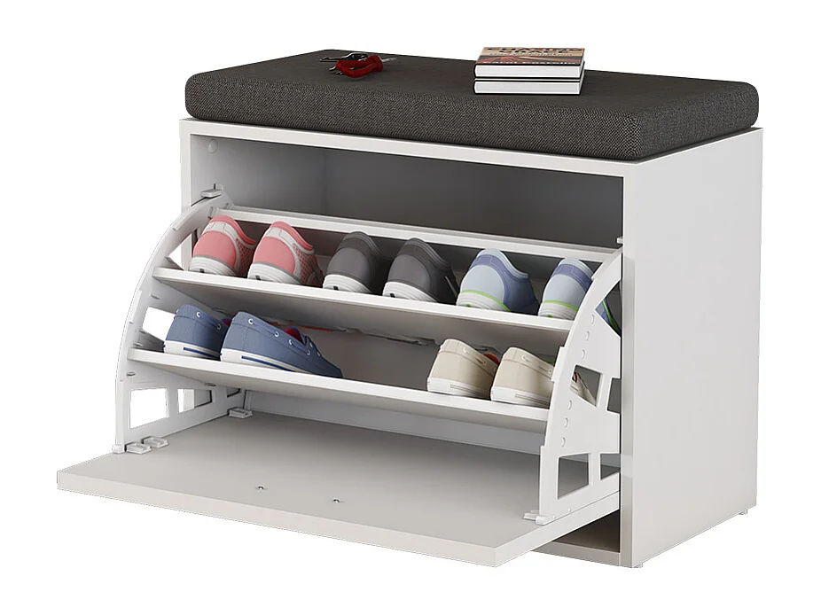 Banc pour chaussures blanc 60x30x49.5 georg