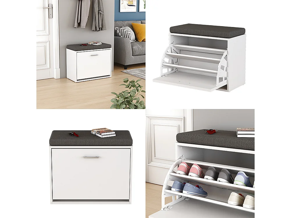 Banc pour chaussures blanc 60x30x49.5 georg