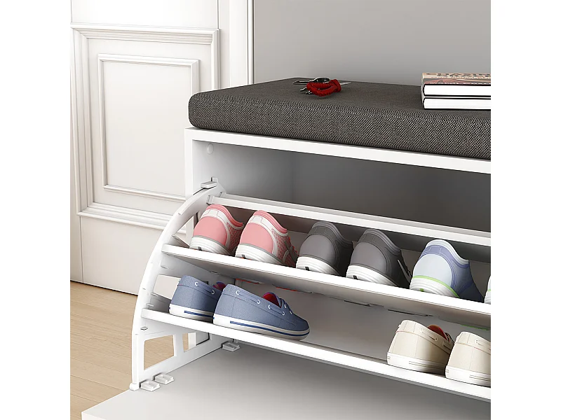 Banc pour chaussures blanc 60x30x49.5 georg