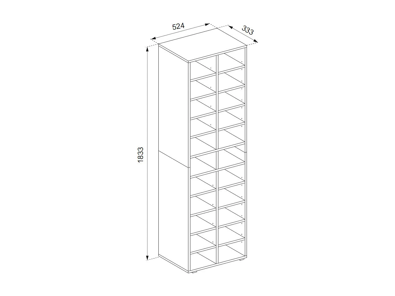 Armoire à chaussures sonoma 52.4x33.3x183.3 paris