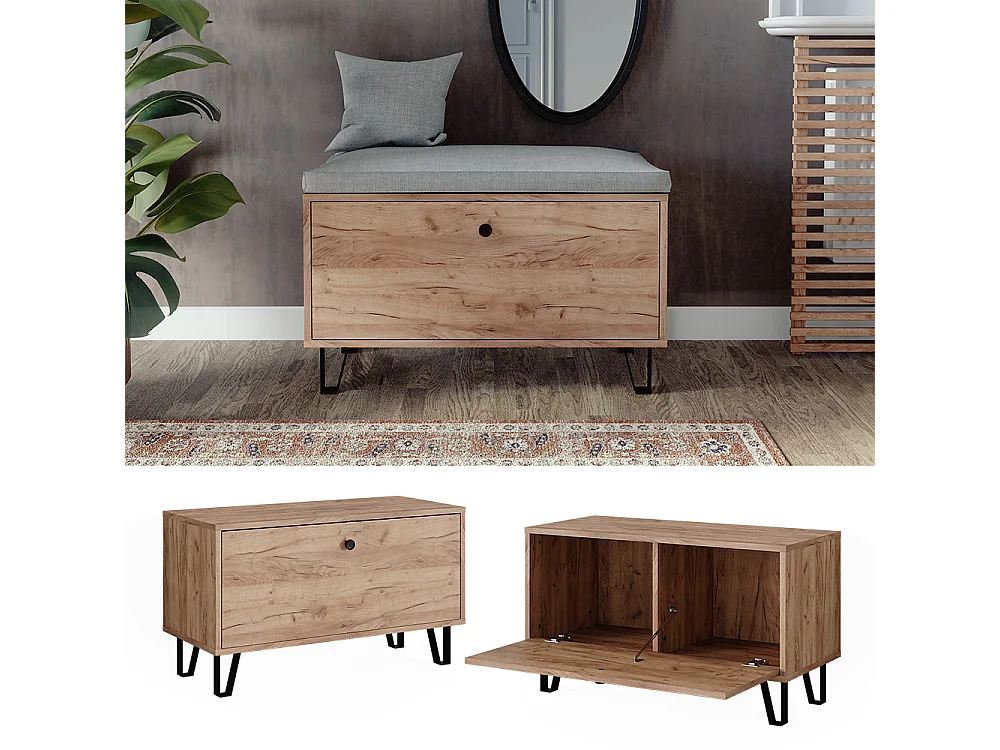 Banc chêne de force doré 80x35.1x46 siri