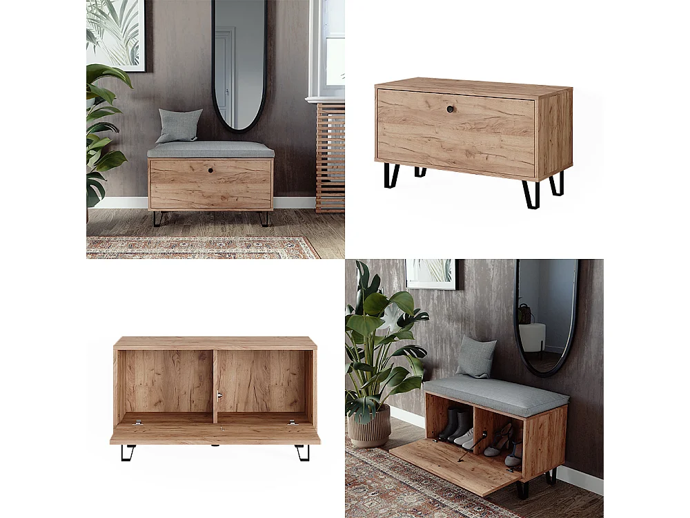 Banc chêne de force doré 80x35.1x46 siri