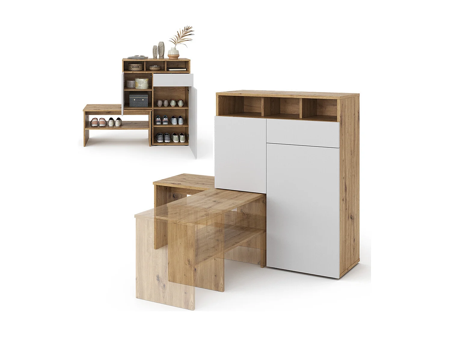 Armoire à chaussures marron 124.5x35x102 selena