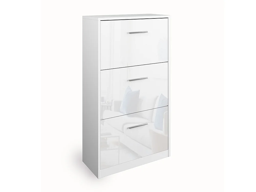 Meuble à chaussure blanc haute brillance 59x22x105 gizmo