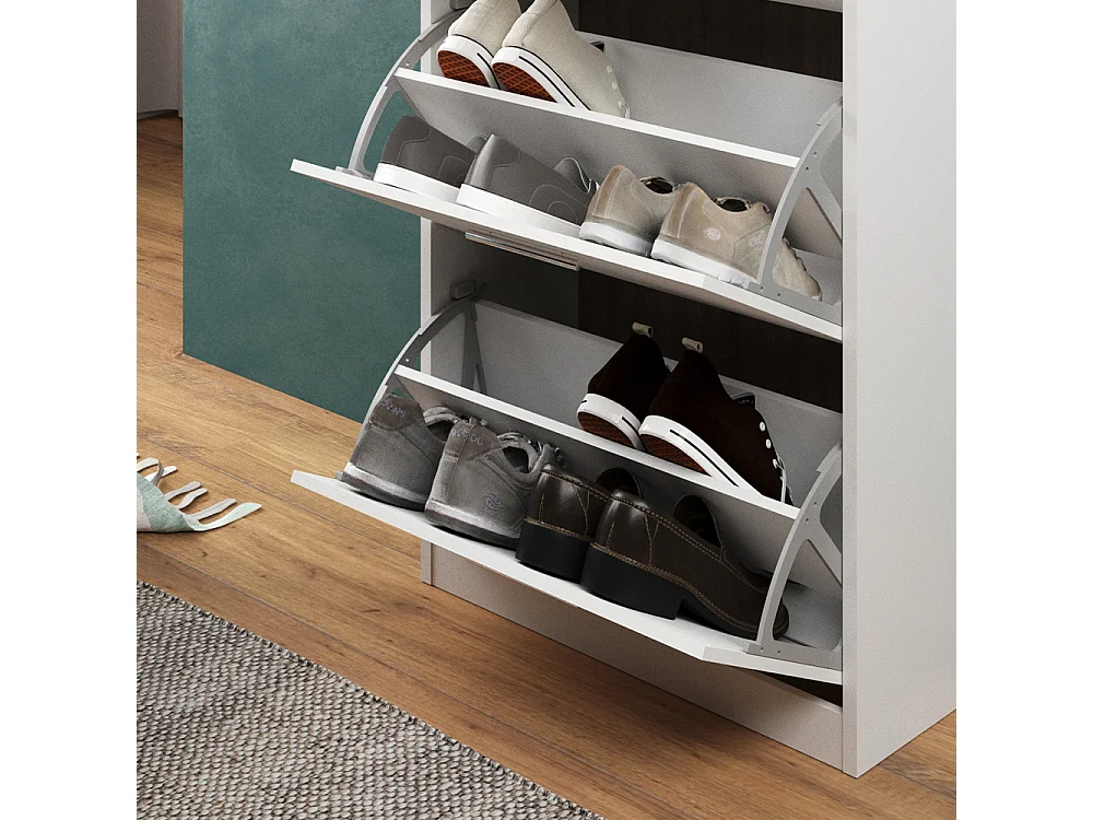 Meuble à chaussure blanc haute brillance 59x22x105 gizmo