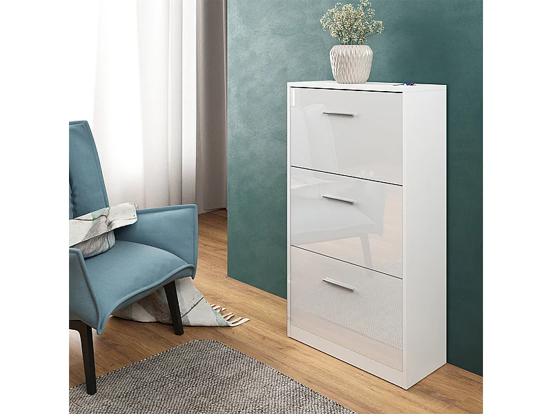 Schuhkipper weiß hochglanz 59x22x105 gizmo