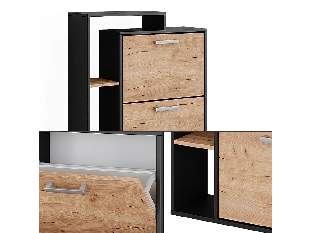 Meuble à chaussure chêne doré/anthracite 80x24.2x128.3 orlando