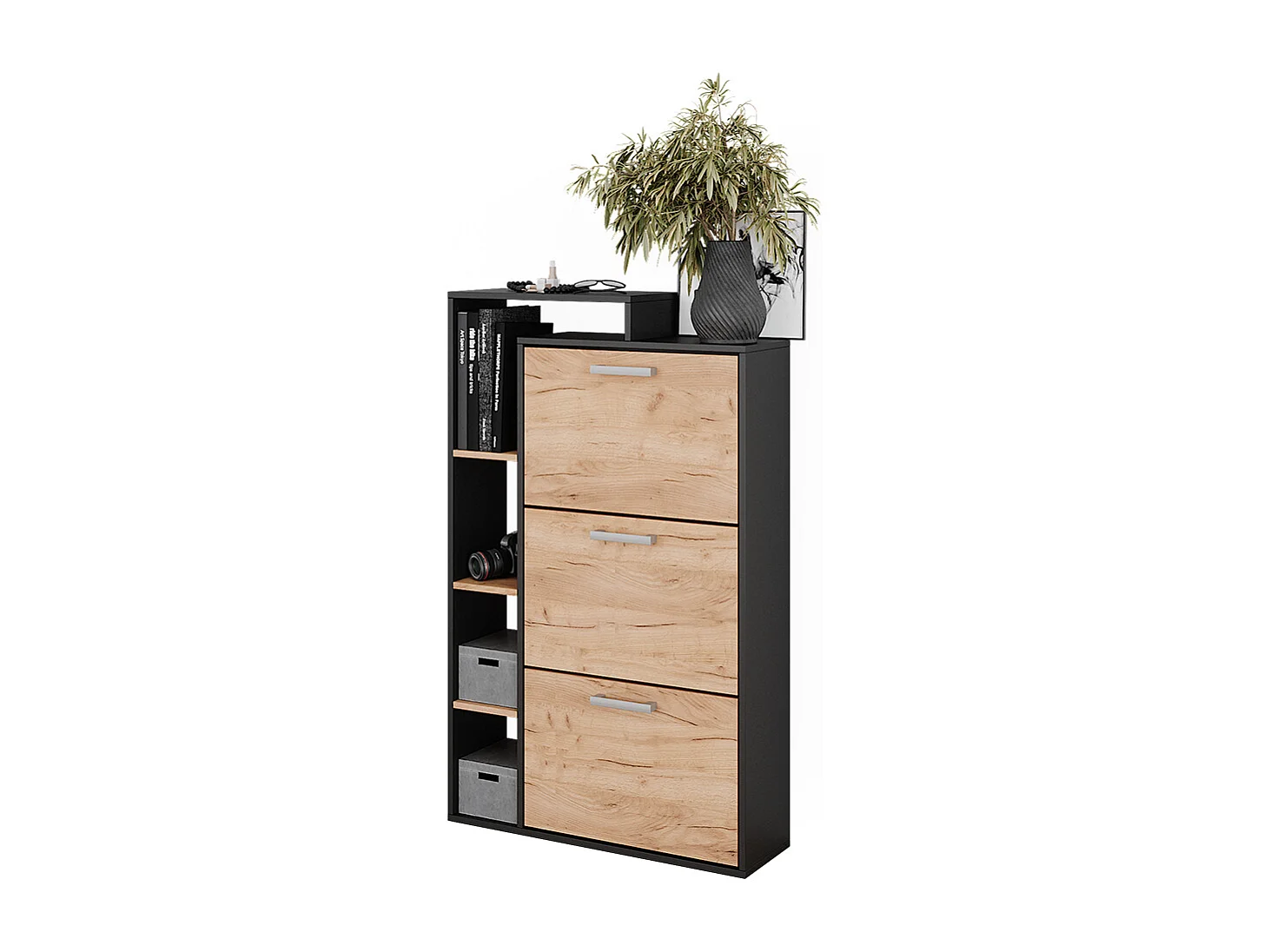 Meuble à chaussure chêne doré/anthracite 80x24.2x128.3 orlando