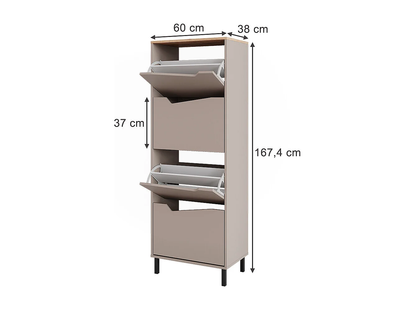 Benne à chaussures greige/artisan 60x38x167.4 marelle