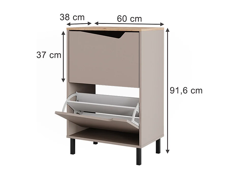 Shoe tipper greige/artisan 60x38x91.6 marelle