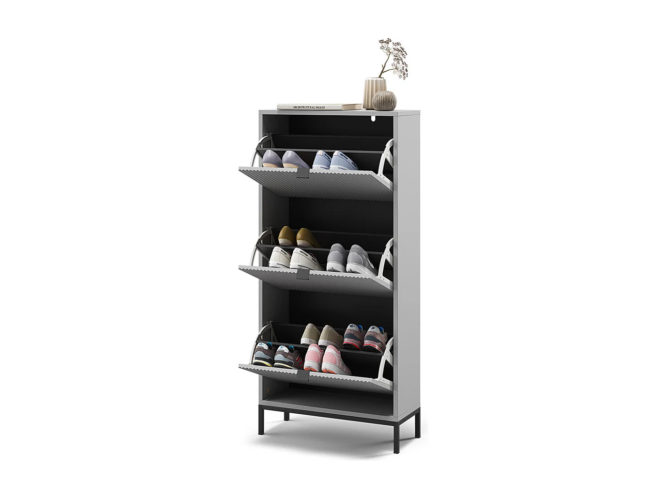 Benne à chaussures gris 60x24x130 eliza