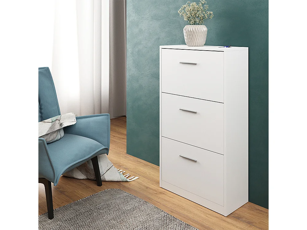 Meuble à chaussure blanc 59x22x105 gizmo