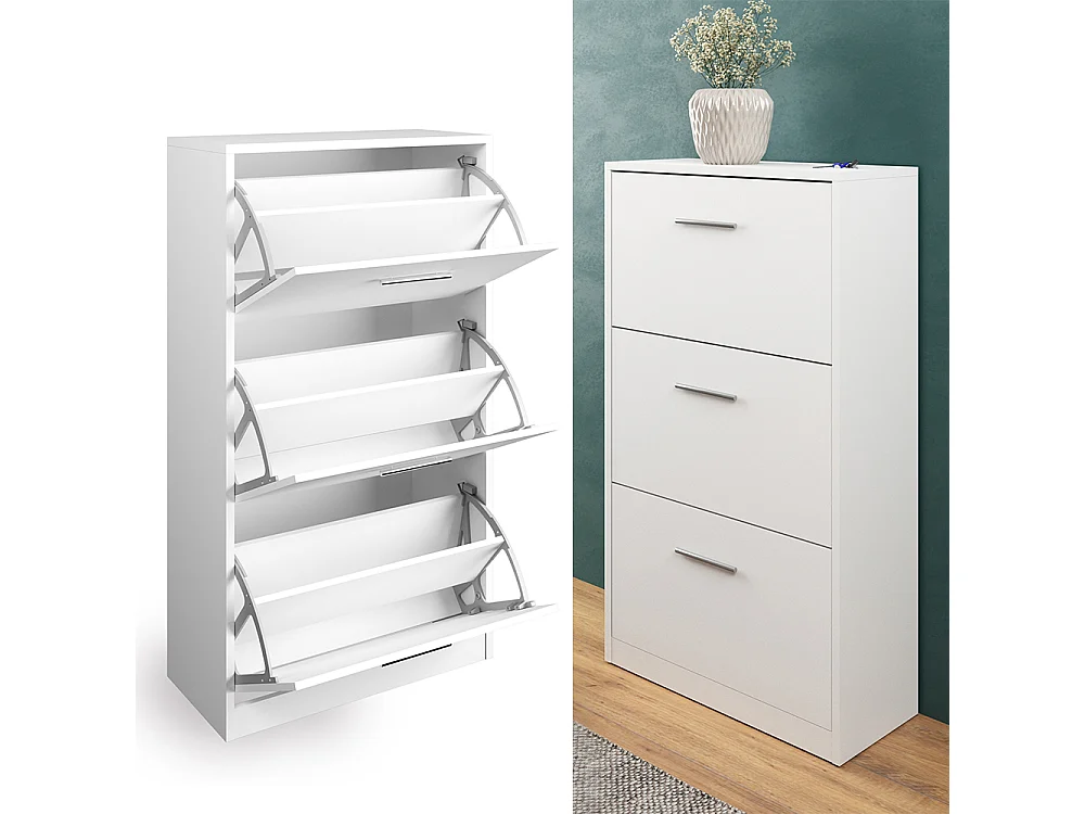 Meuble à chaussure blanc 59x22x105 gizmo