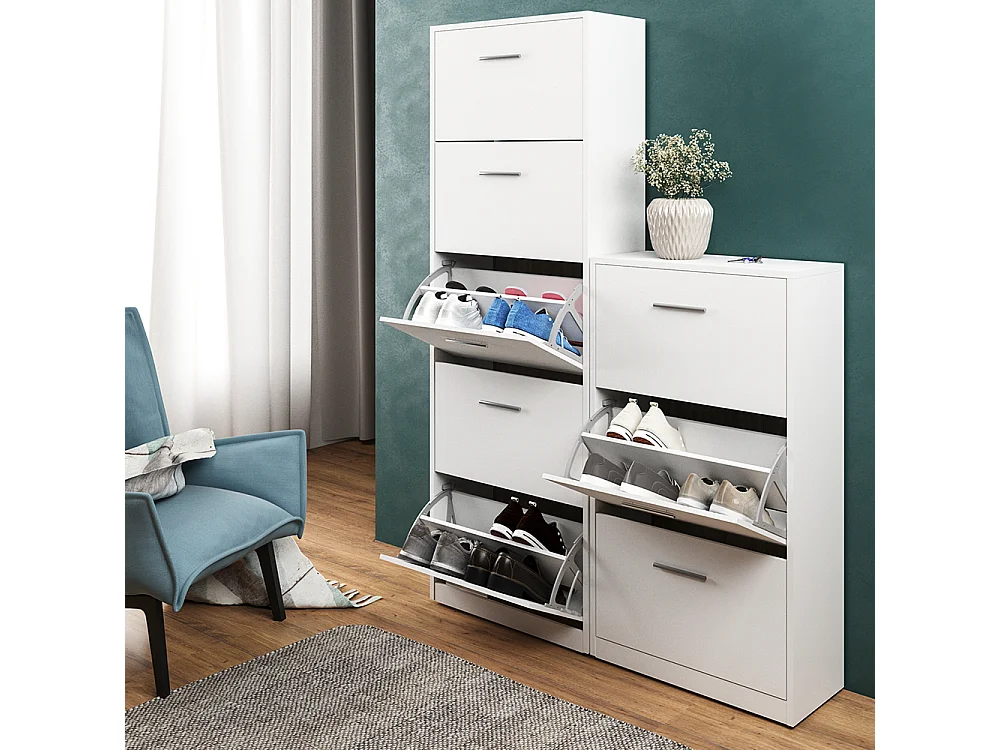 Meuble à chaussure blanc 59x22x105 gizmo