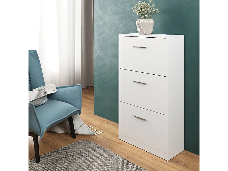 Meuble à chaussure blanc 59x22x105 gizmo